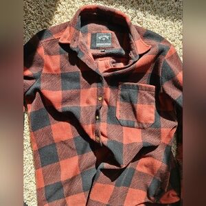 Billabong Red and Black Plaid Casual Shirt